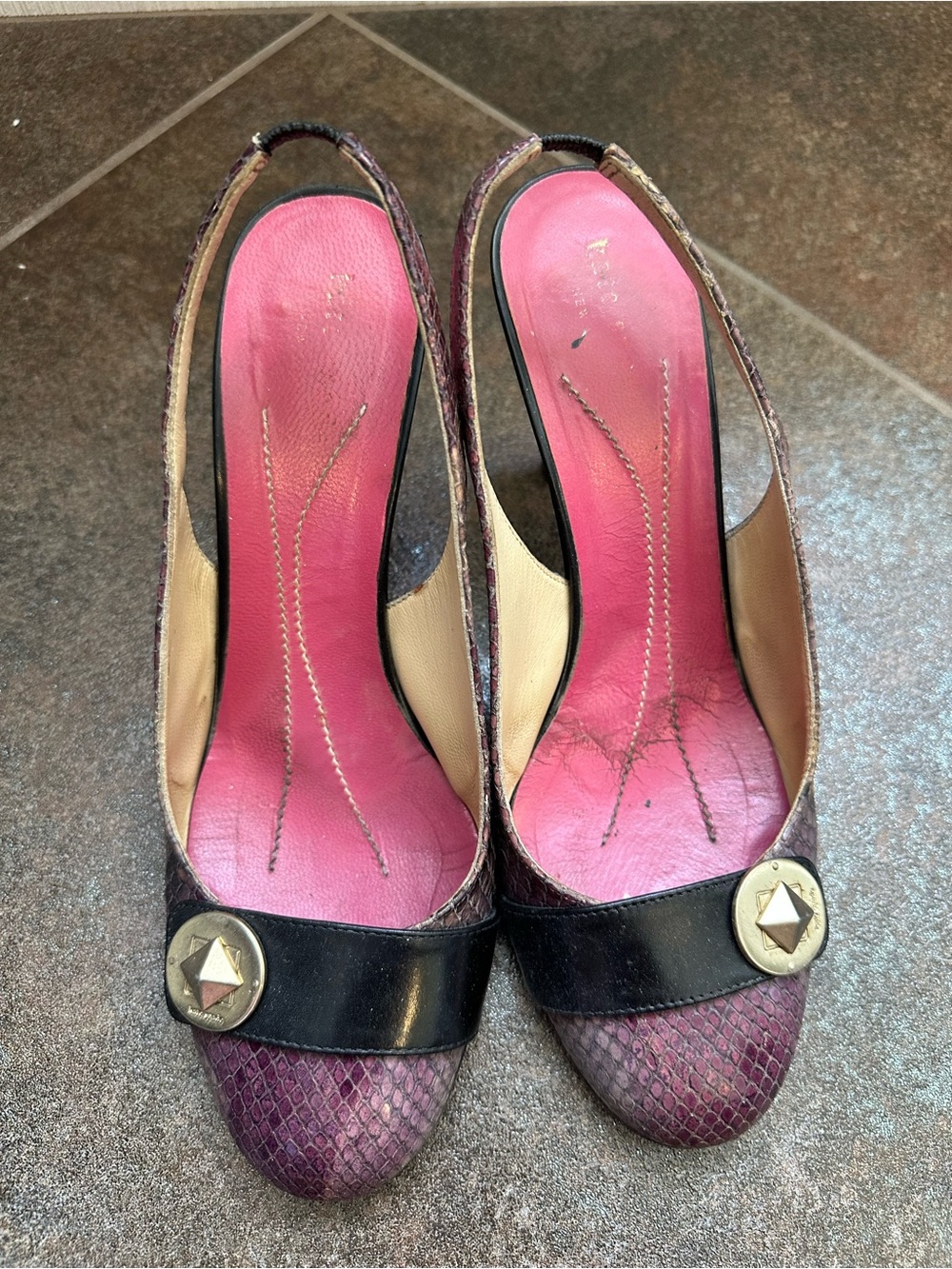Kate Spade purple  Slingback Heels with Black Accent